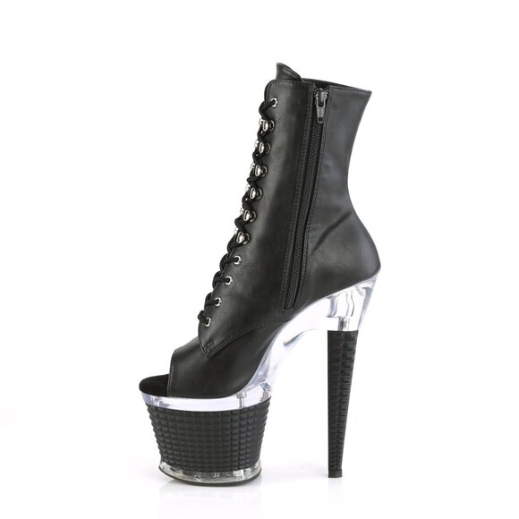Pleaser Spectator-1021 Black Platform Ankle Boot Heels - Picture 5 of 5
